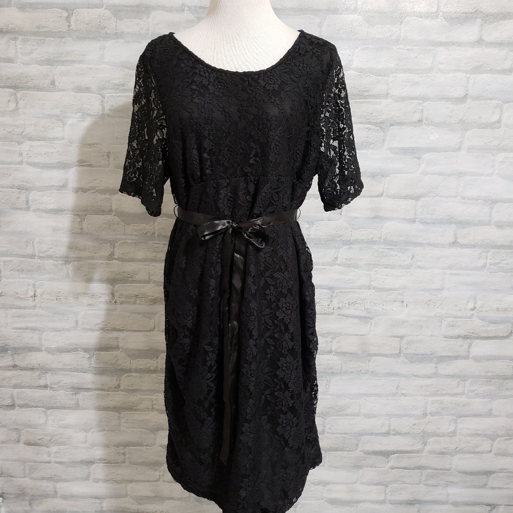 Planet Motherhood black lace dress NWT